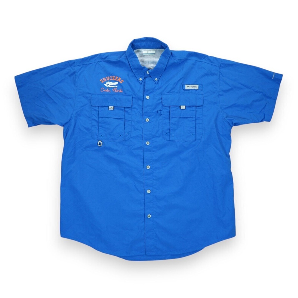 Columbia PFG Vented Fishing Casual Shirt Mens Large Blue Button Up Ocala Florida